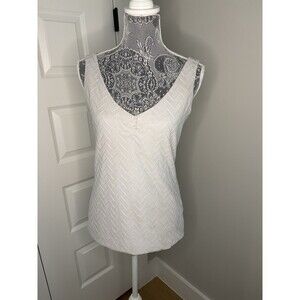 White House Black Market Gray V Neck Sleeveless Shell Tank Size Medium m